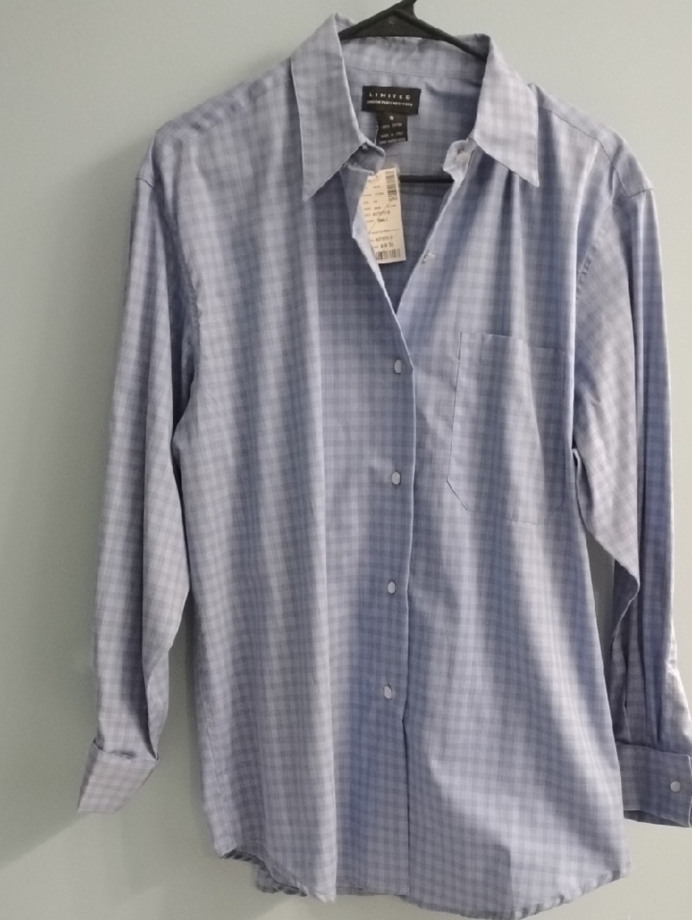 NWT The Limited Light Blue Checked Men's Dress Shirt Size Small